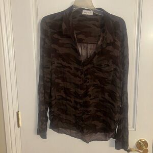 Bella Dahl Camo 100% Viscose Button Down Shirt Size XL